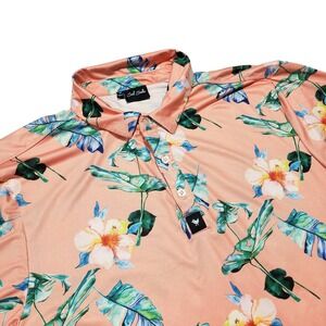 Bad Birdie Golf Polo Shirt Tropical Floral Print Athletic Fit Mens's‎ Size M